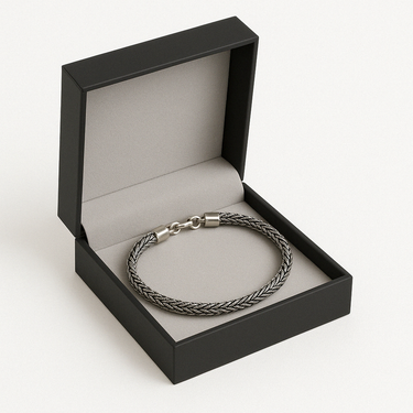 Pulsera Trenzada Espiga en Plata 950 – Estilo Minimalista Masculino